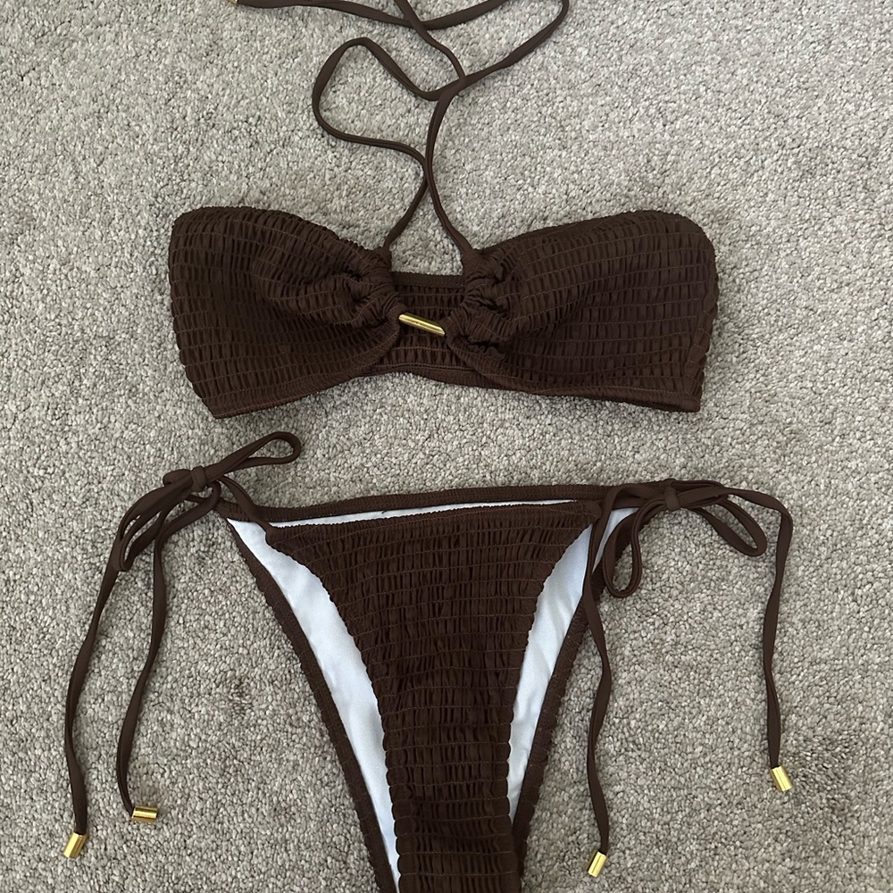 Brown Halter Bikini Set